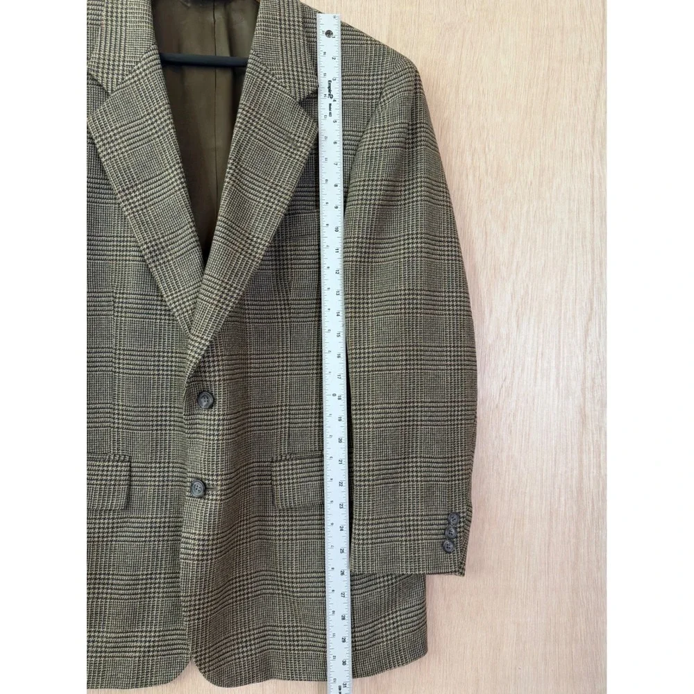 Jos A Bank Corporate Collection Plaid Suit Jacket 41R Brown Wool Blazer Mens